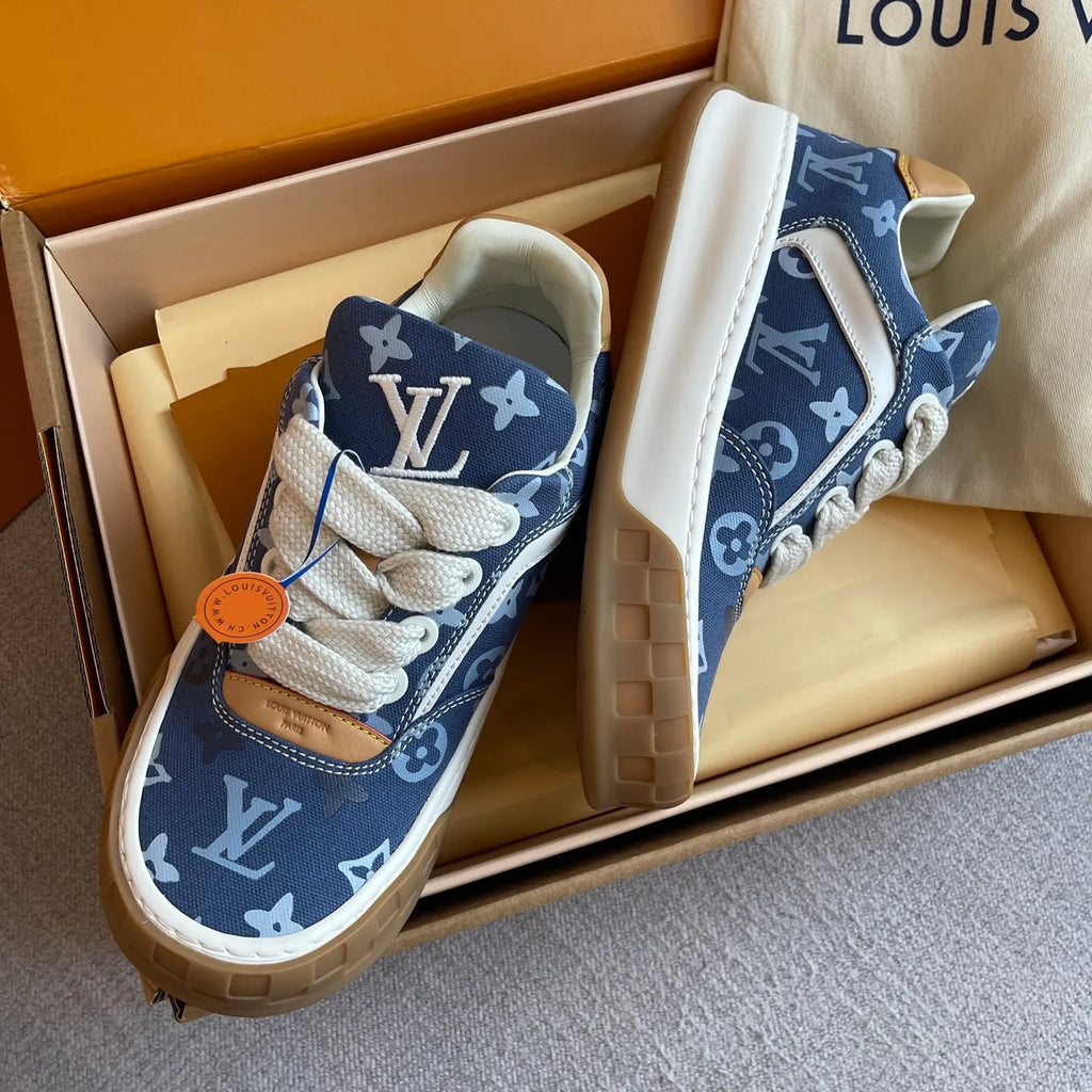 LV Women's Tilted Biscuit Sneakers Washed Denim Raw Rubber 349667