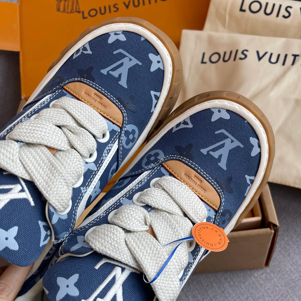 LV Women's Tilted Biscuit Sneakers Washed Denim Raw Rubber 349667