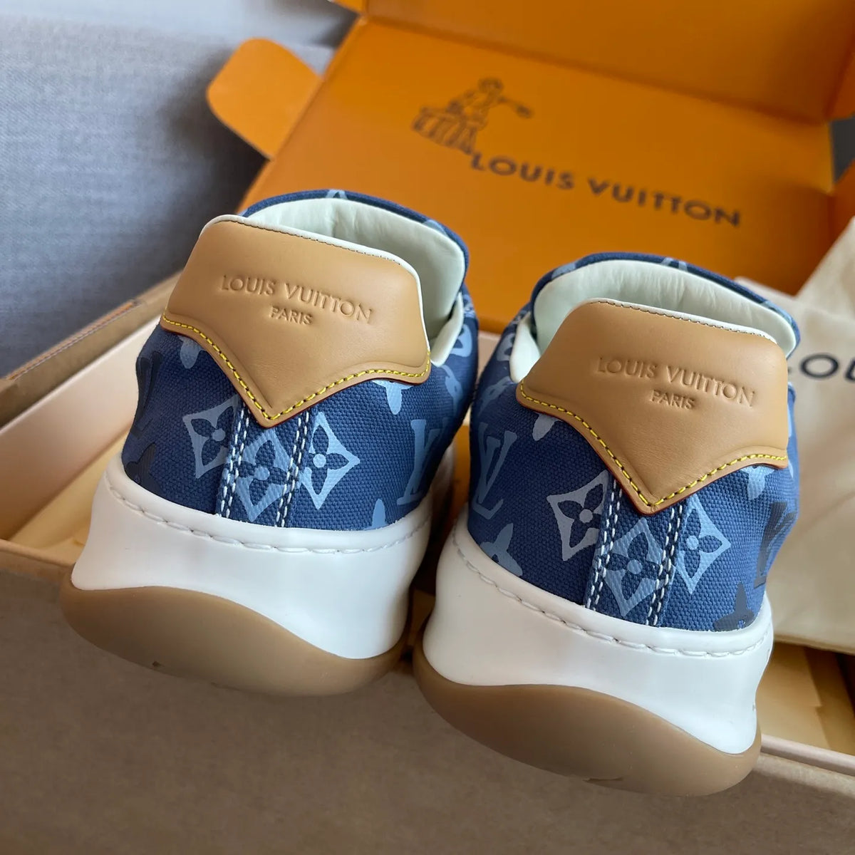 LV Women's Tilted Biscuit Sneakers Washed Denim Raw Rubber 349667