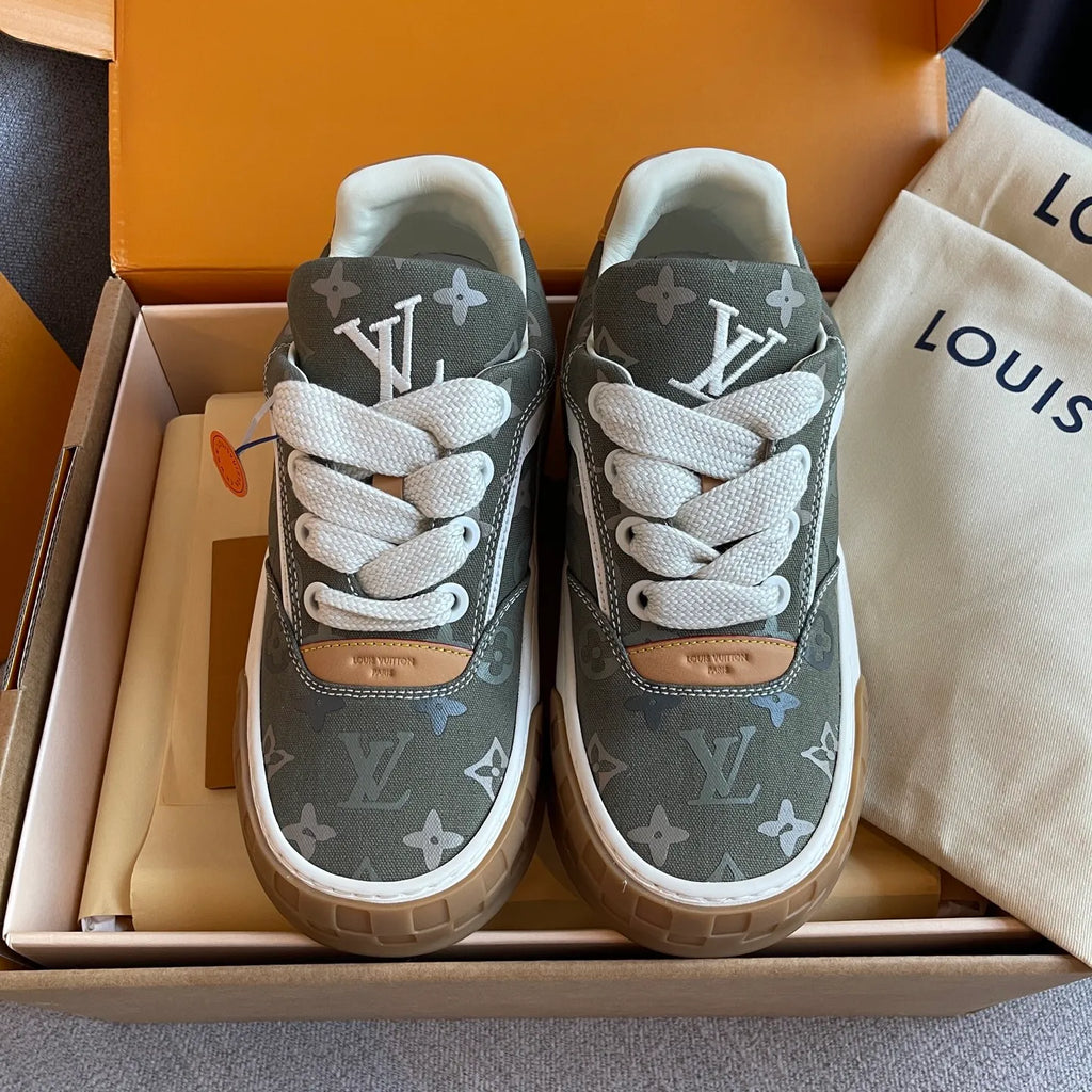 LV Women's Tilted Biscuit Sneakers Washed Denim Raw Rubber 349675