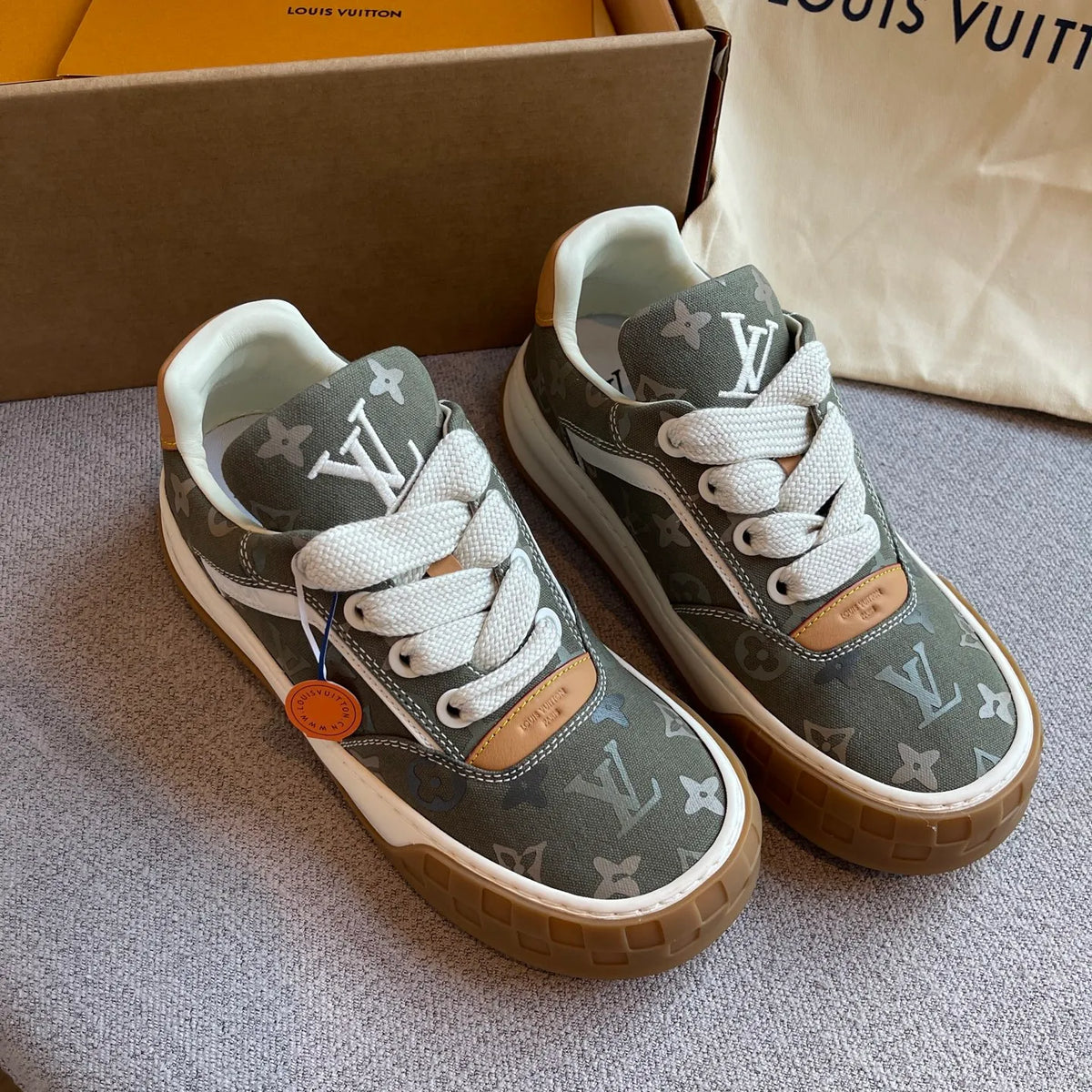 LV Women's Tilted Biscuit Sneakers Washed Denim Raw Rubber 349675