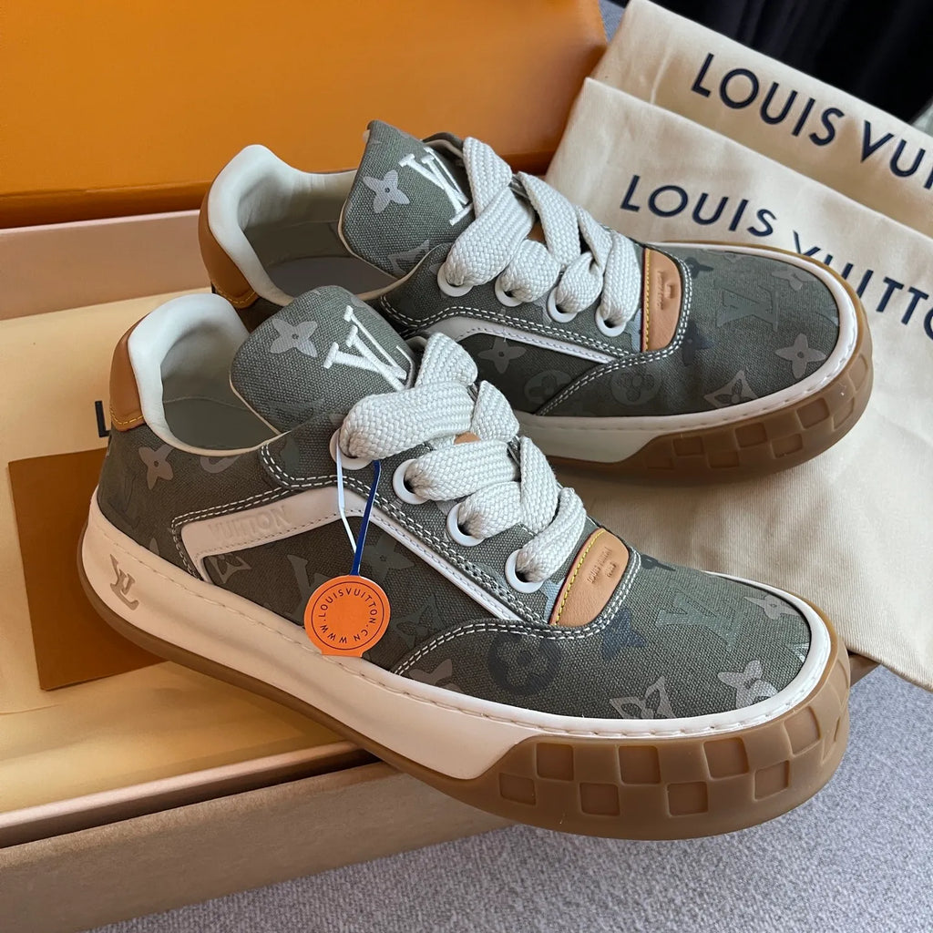 LV Women's Tilted Biscuit Sneakers Washed Denim Raw Rubber 349675