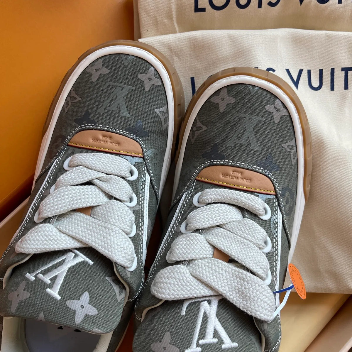 LV Women's Tilted Biscuit Sneakers Washed Denim Raw Rubber 349675