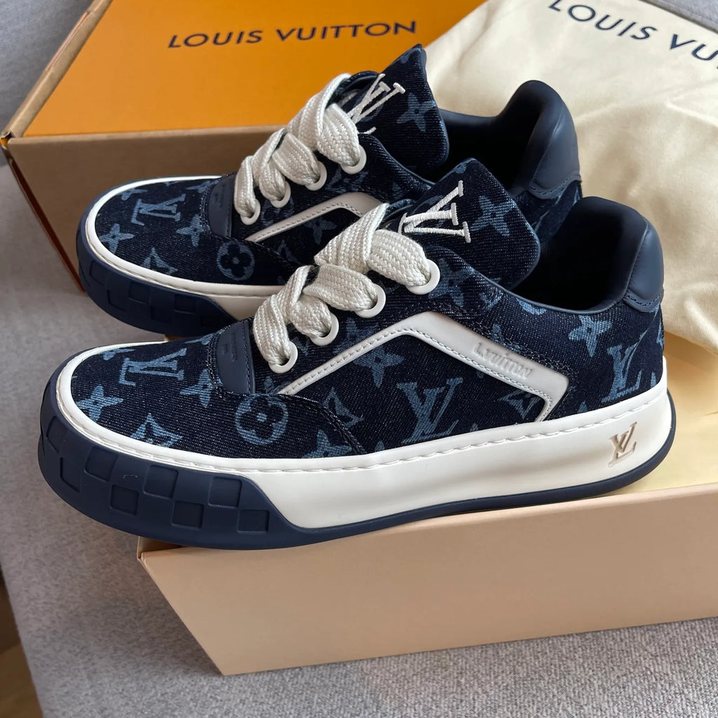 LV Women's Tilted Biscuit Sneakers Washed Denim Raw Rubber 349679