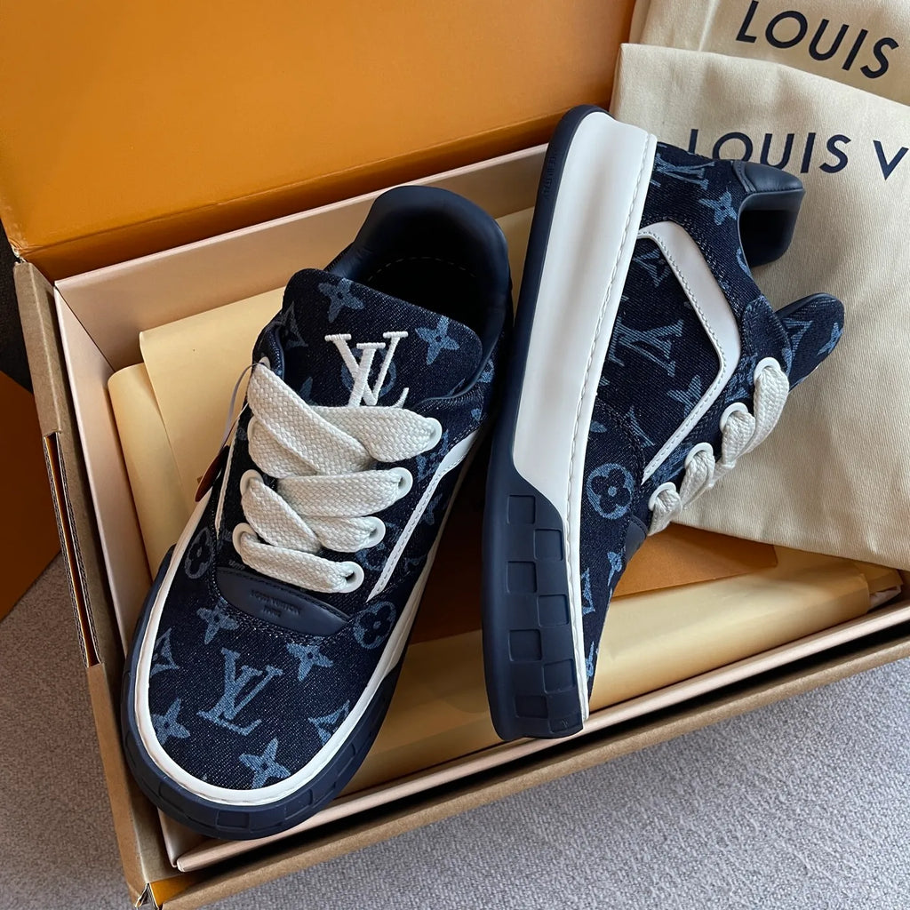 LV Women's Tilted Biscuit Sneakers Washed Denim Raw Rubber 349679