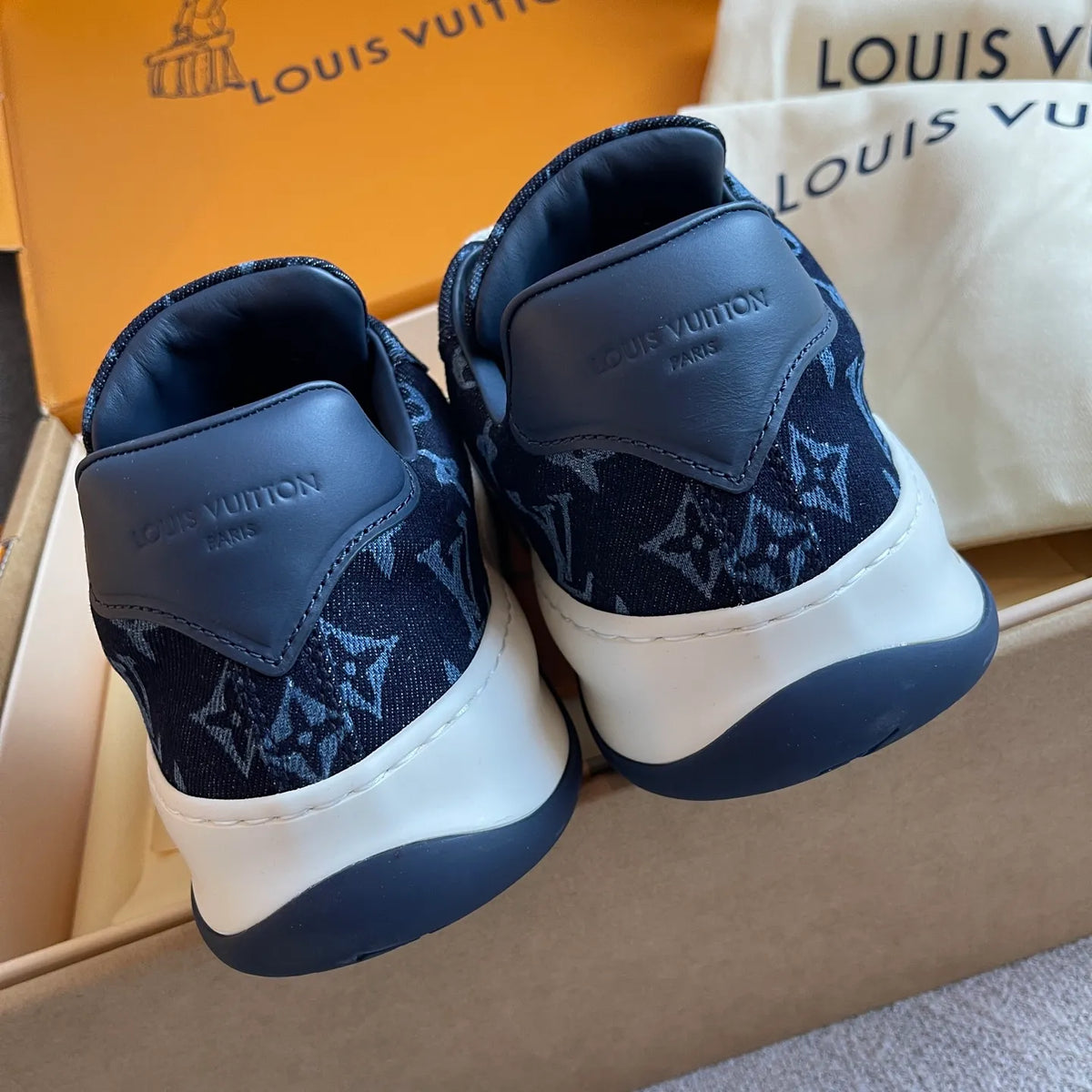 LV Women's Tilted Biscuit Sneakers Washed Denim Raw Rubber 349679
