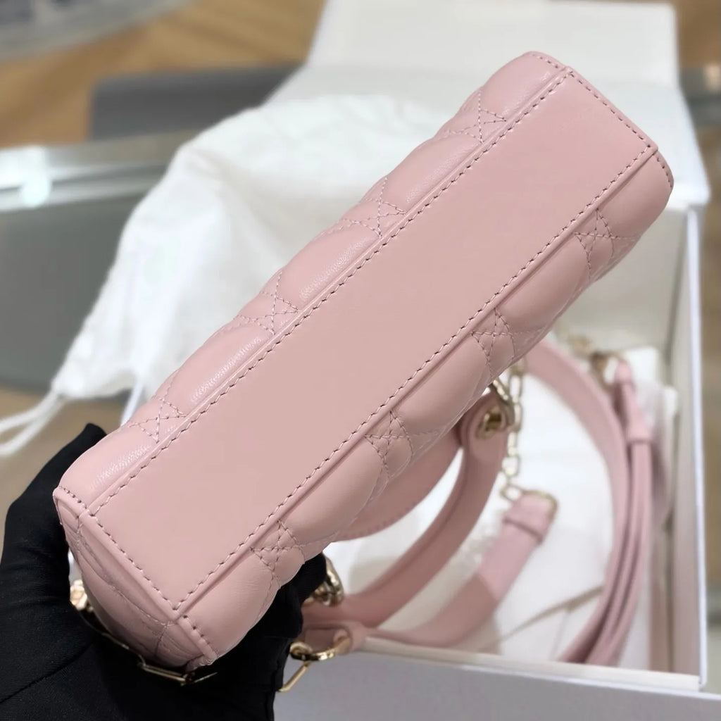Lychee 19 Bow Lambskin Crossbody Shoulder Bag Light Pink