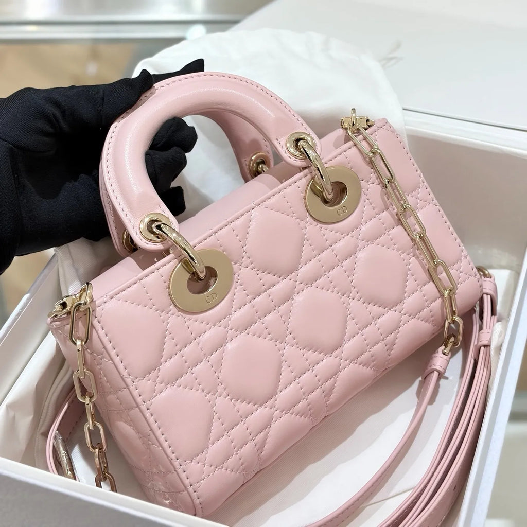 Lychee 19 Bow Lambskin Crossbody Shoulder Bag Light Pink