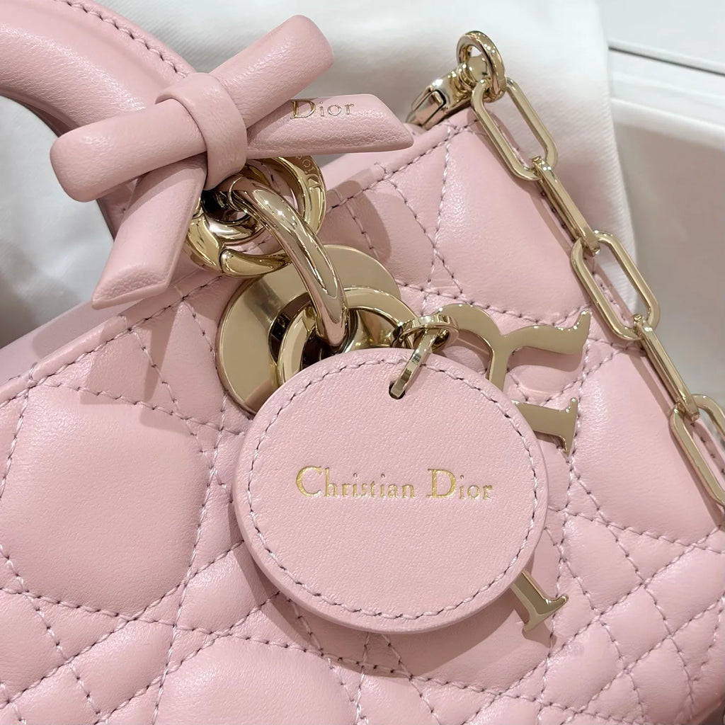 Lychee 19 Bow Lambskin Crossbody Shoulder Bag Light Pink