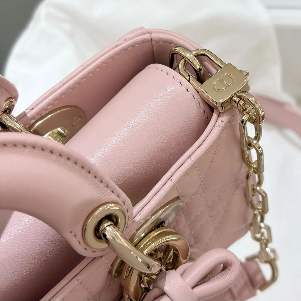 Lychee 19 Bow Lambskin Crossbody Shoulder Bag Light Pink