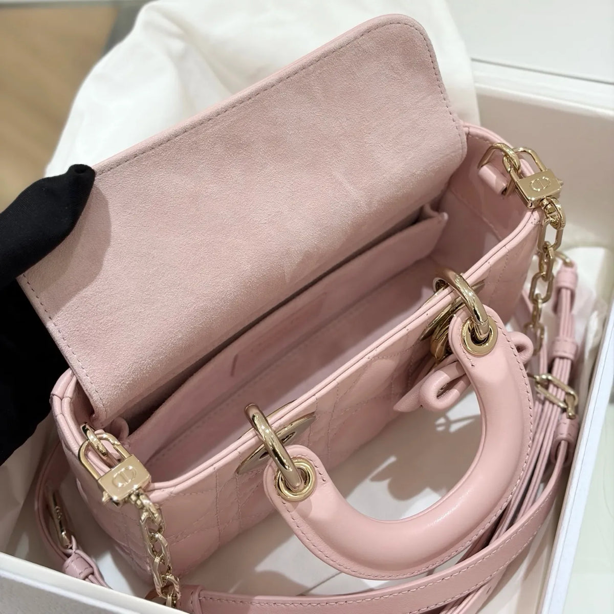 Lychee 19 Bow Lambskin Crossbody Shoulder Bag Light Pink