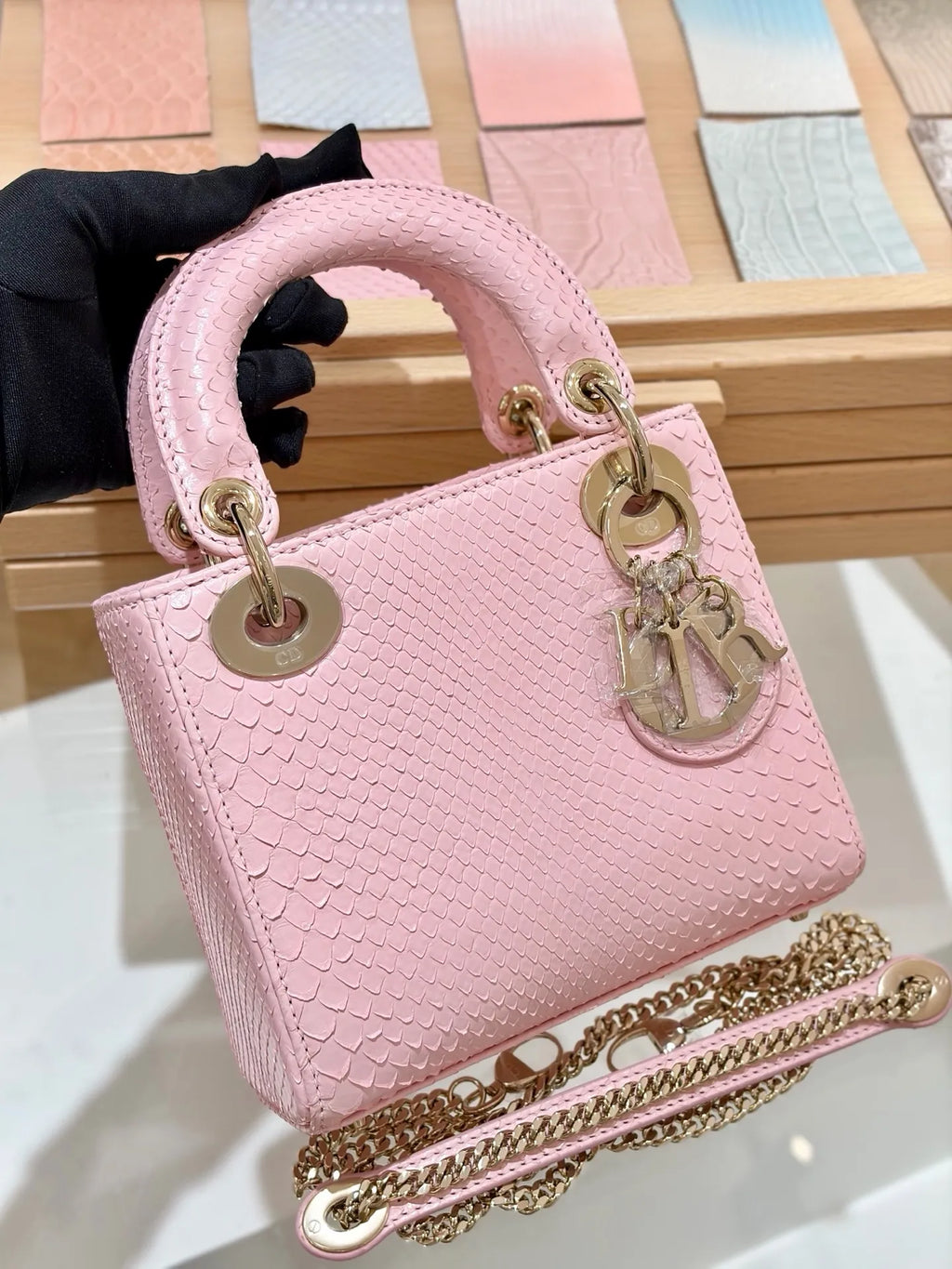Lyco 17 Snake Skin Flap Shoulder Bag Powder 135349
