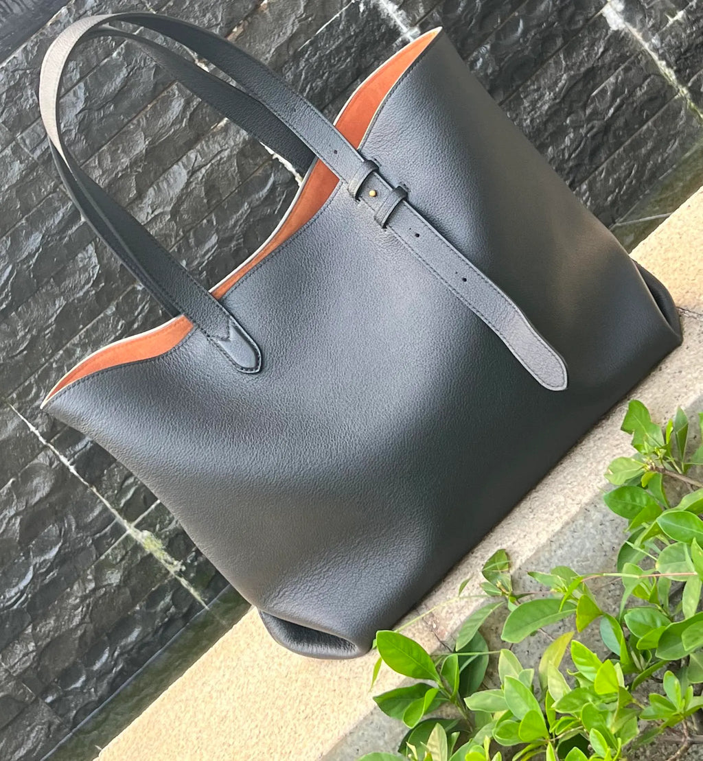 M25341 Low Key Cabas MM Leather Handbag Black