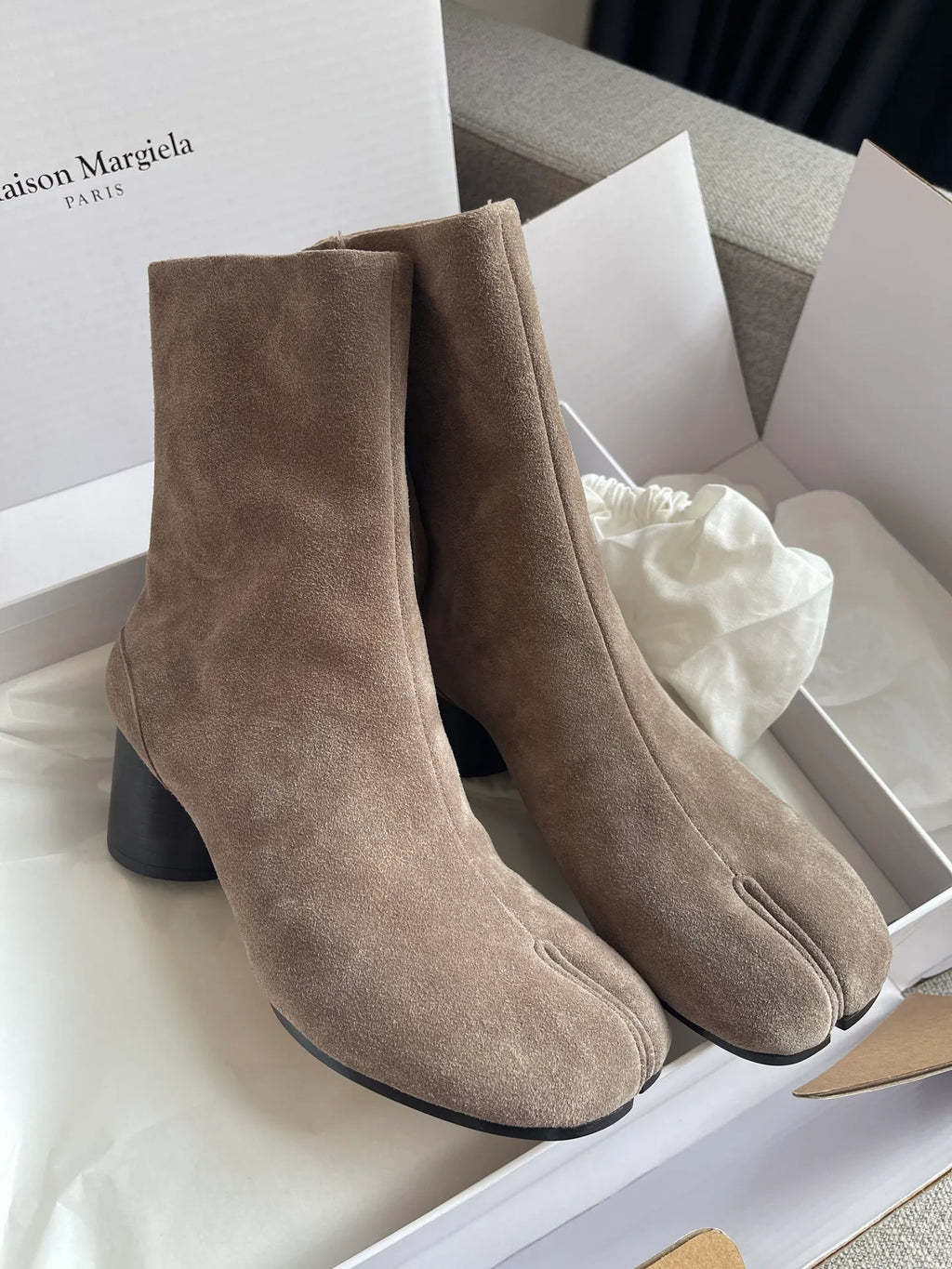 Maison Margiela Women's Split-Toe Suede Ballet Boots