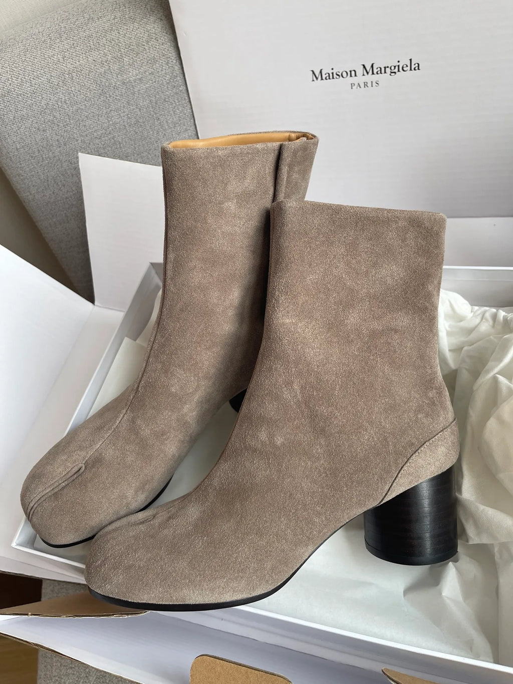 Maison Margiela Women's Split-Toe Suede Ballet Boots