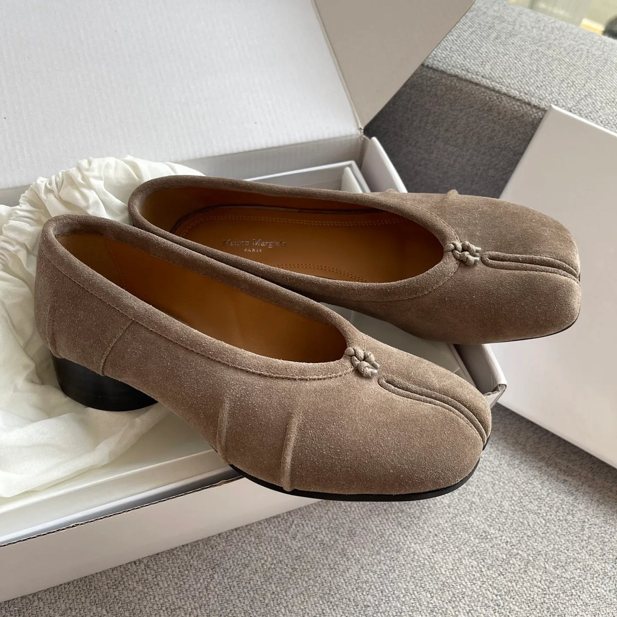 Maison Margiela Women's Split-Toe Suede Ballet Flats