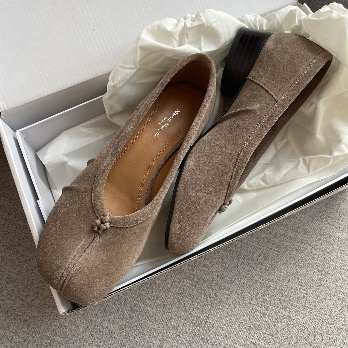 Maison Margiela Women's Split-Toe Suede Ballet Flats