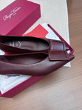 Matte Square Buckle Calfskin Flats 255317