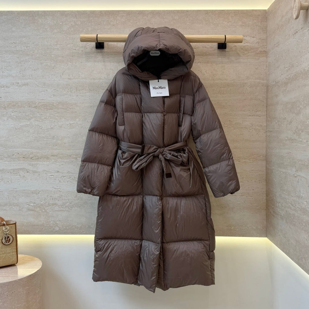 Max Mara Women's 90% White Goose Down Long Puffer Coat