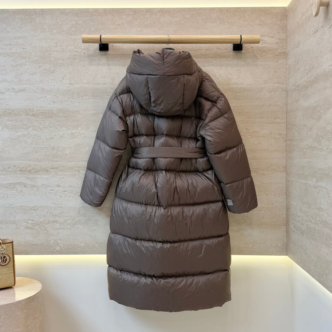 Max Mara Women's 90% White Goose Down Long Puffer Coat