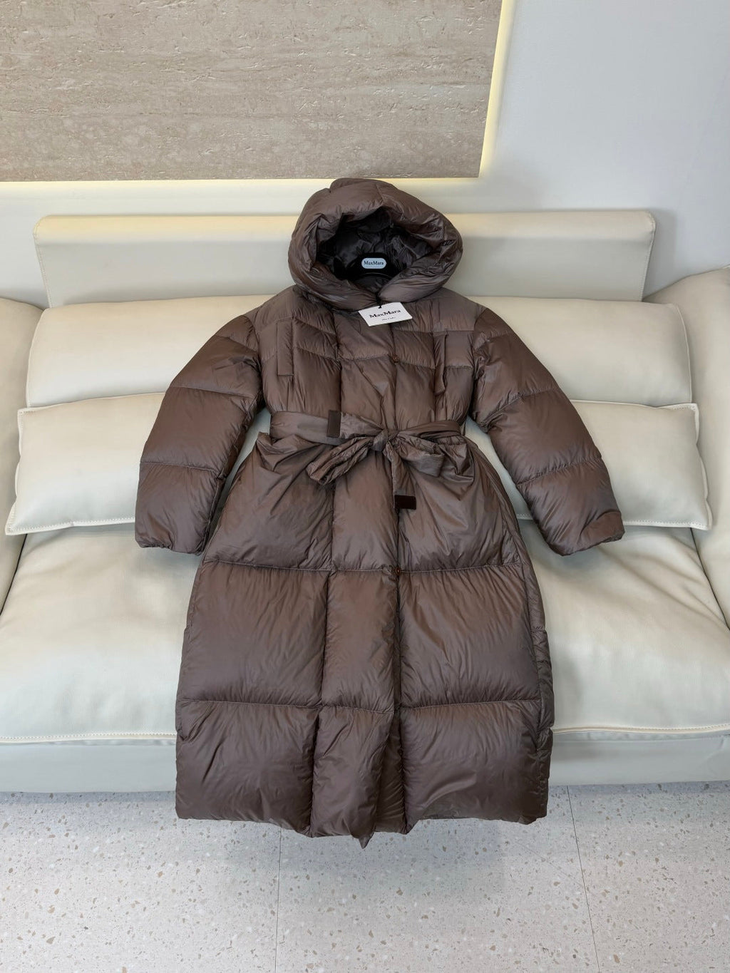 Max Mara Women's 90% White Goose Down Long Puffer Coat