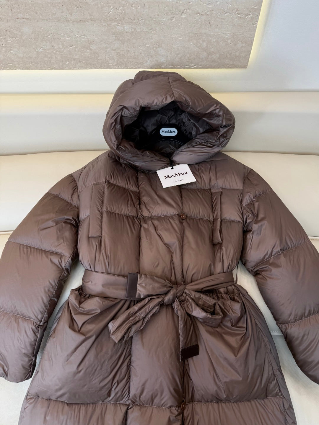 Max Mara Women's 90% White Goose Down Long Puffer Coat
