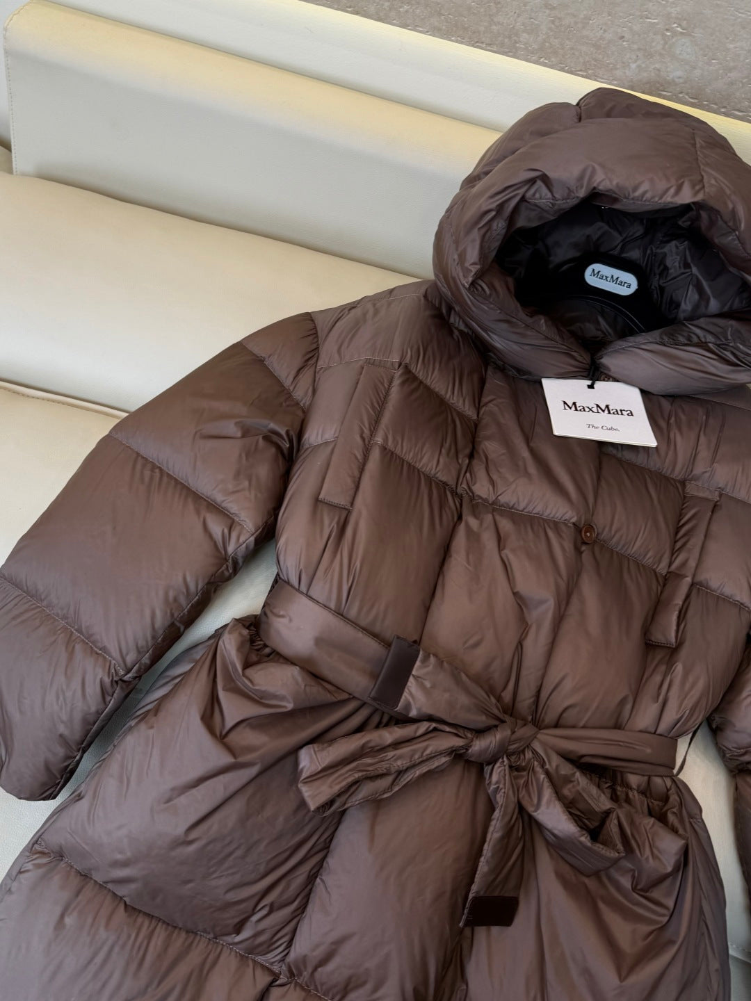 Max Mara Women's 90% White Goose Down Long Puffer Coat