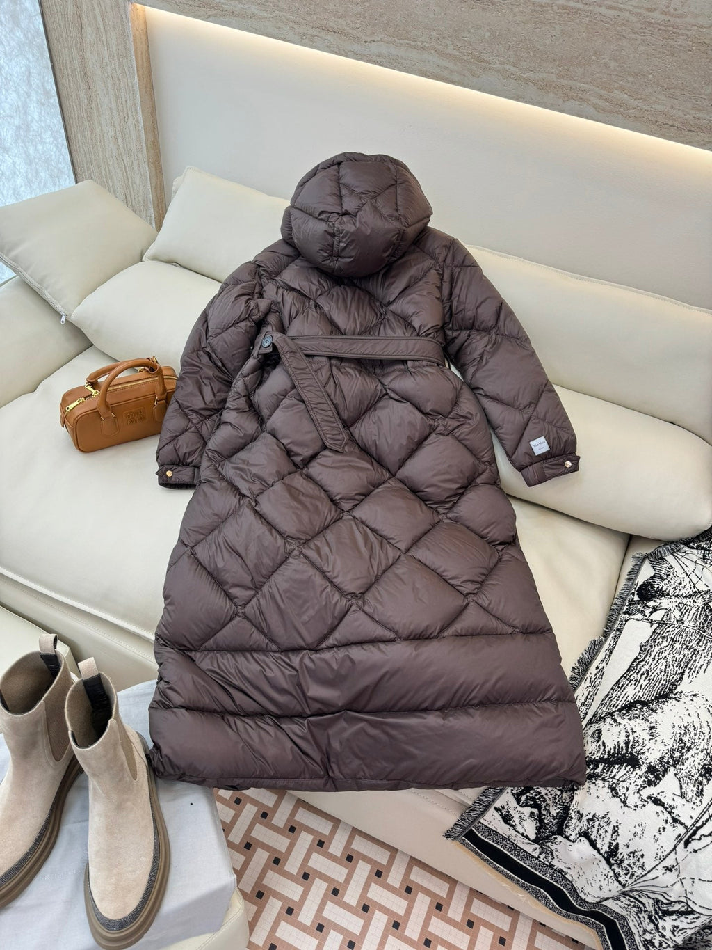Max Mara Women's Goose Down Long Diamond-Patterned Jacket