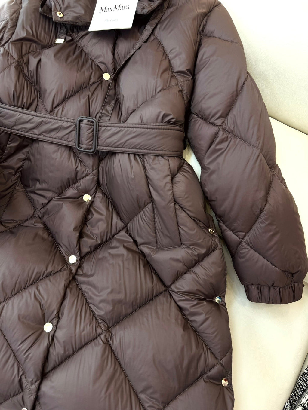 Max Mara Women's Goose Down Long Diamond-Patterned Jacket