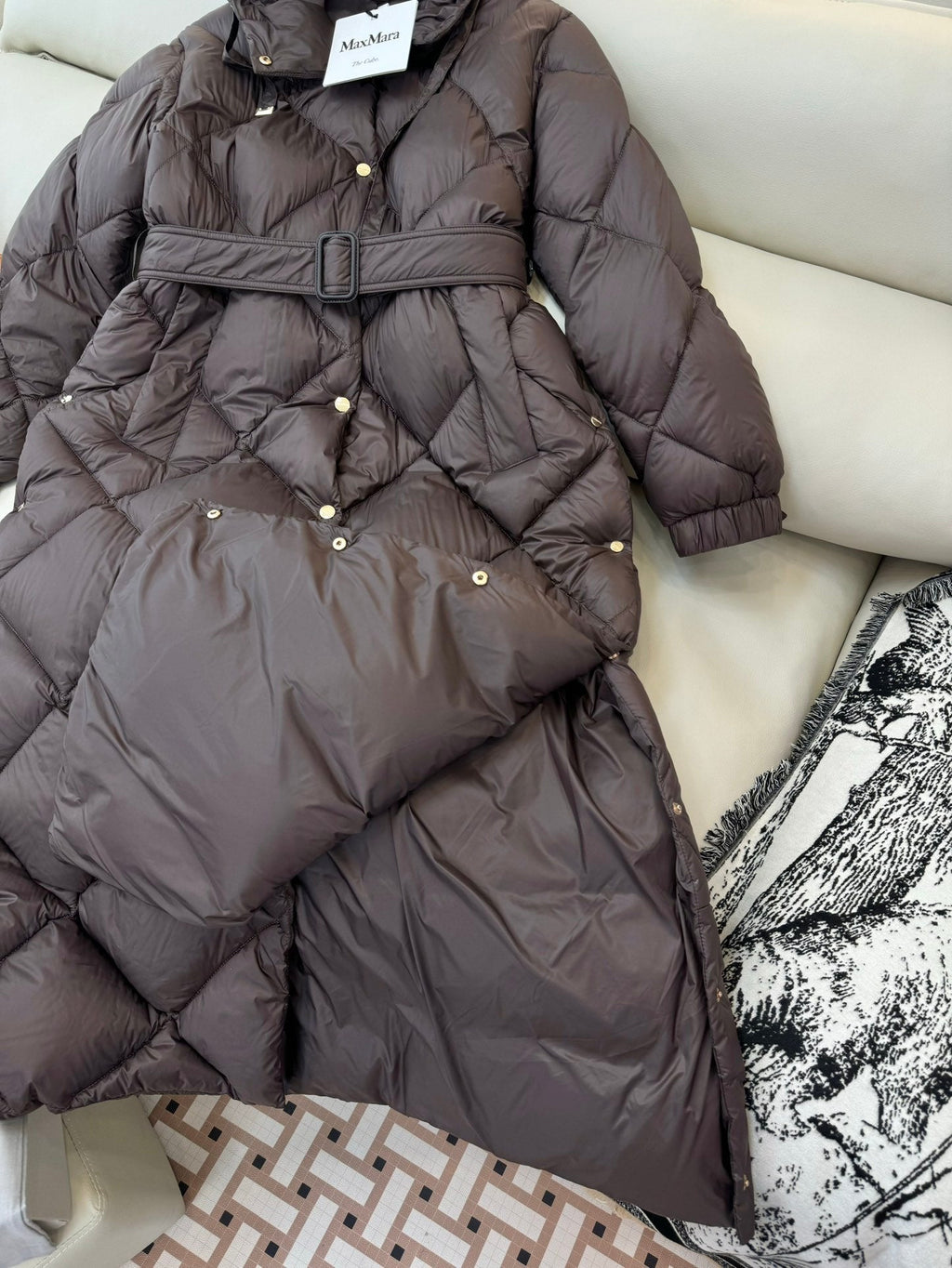 Max Mara Women's Goose Down Long Diamond-Patterned Jacket