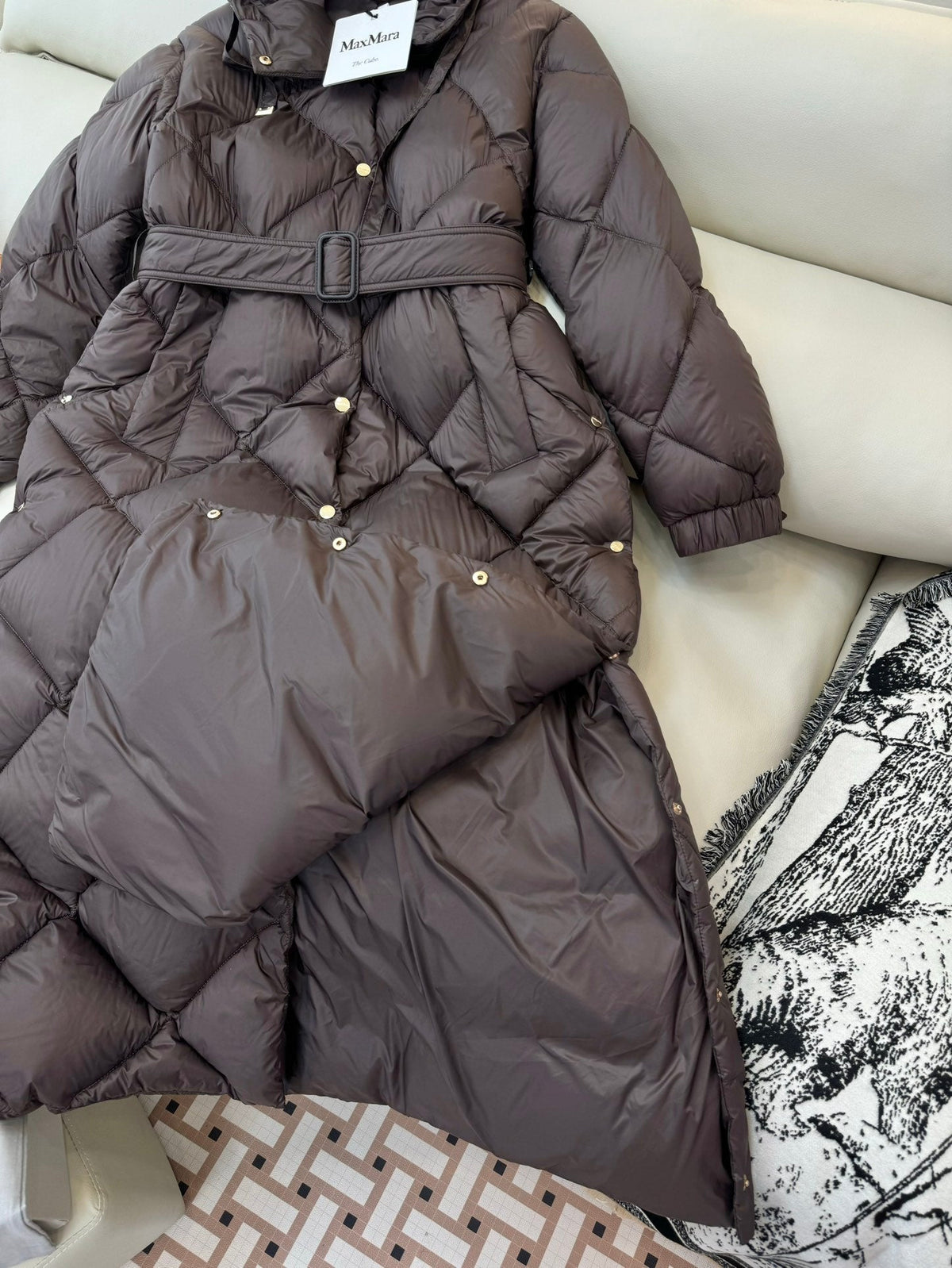 Max Mara Women's Goose Down Long Diamond-Patterned Jacket