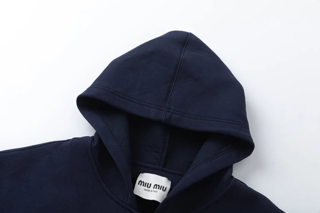Miu Miu Unisex 24Fw Embroidered Logo Air Cotton Zip-Up Jacket