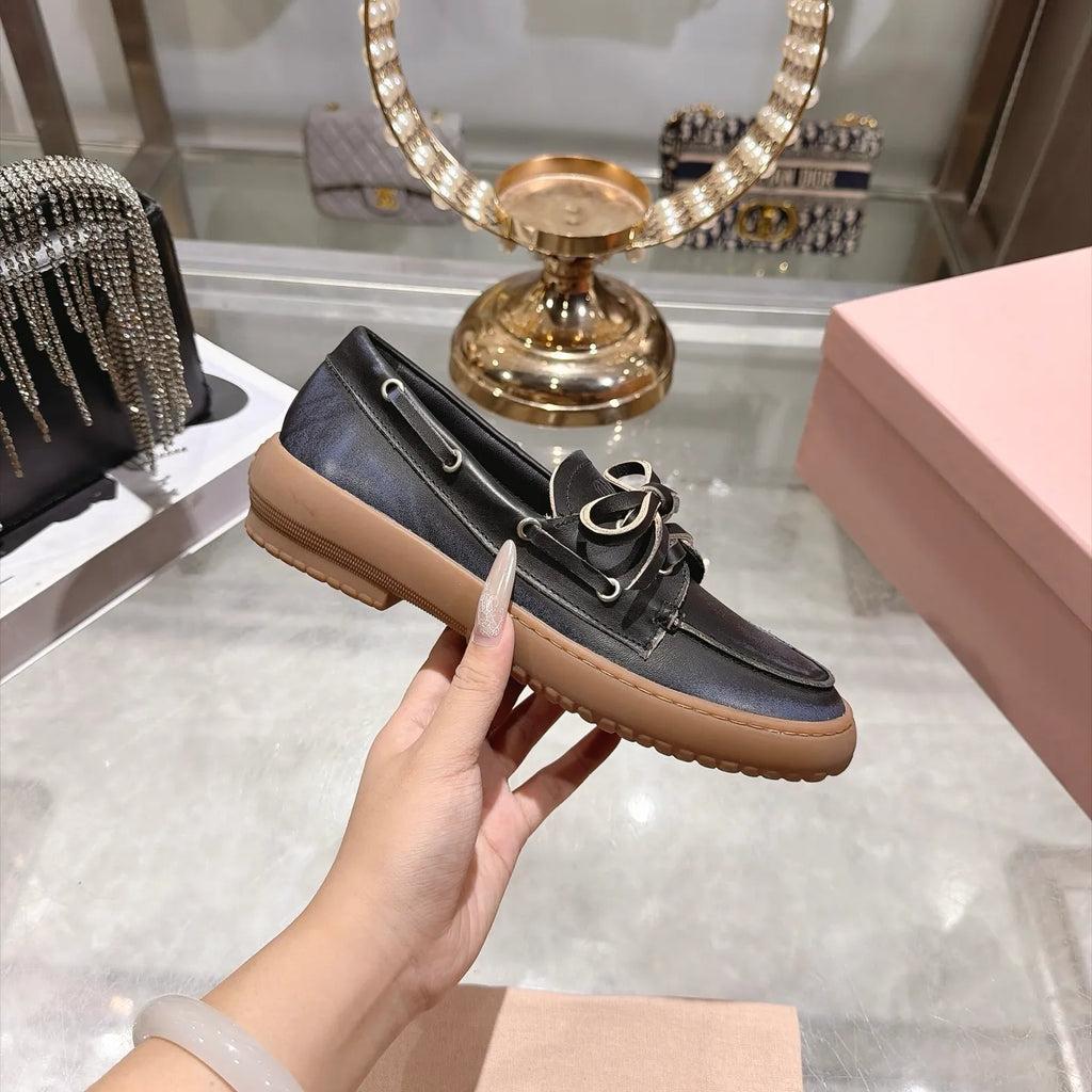 Miu Miu Women's Bow German Trainer Sneakers Calfskin Suede Sheepskin 2026