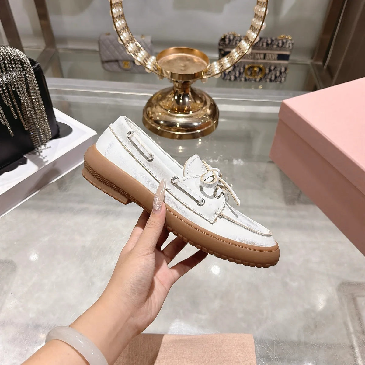 Miu Miu Women's Bow German Trainer Sneakers Calfskin Suede Sheepskin 2026