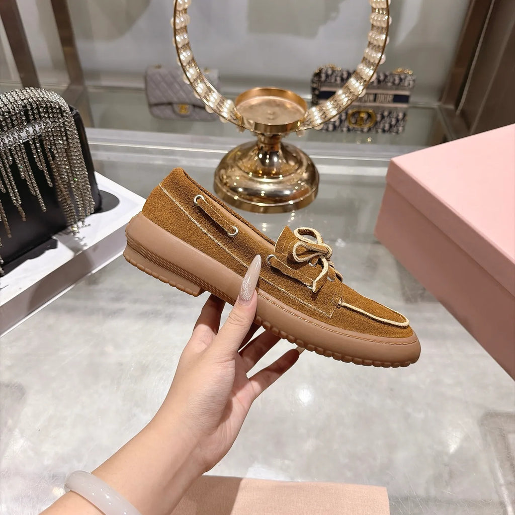 Miu Miu Women's Bow German Trainer Sneakers Calfskin Suede Sheepskin 2026