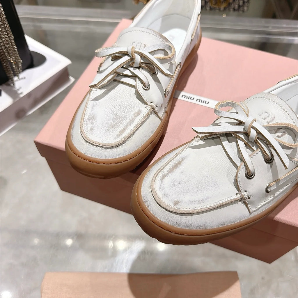 Miu Miu Women's Bow German Trainer Sneakers Calfskin Suede Sheepskin 2026