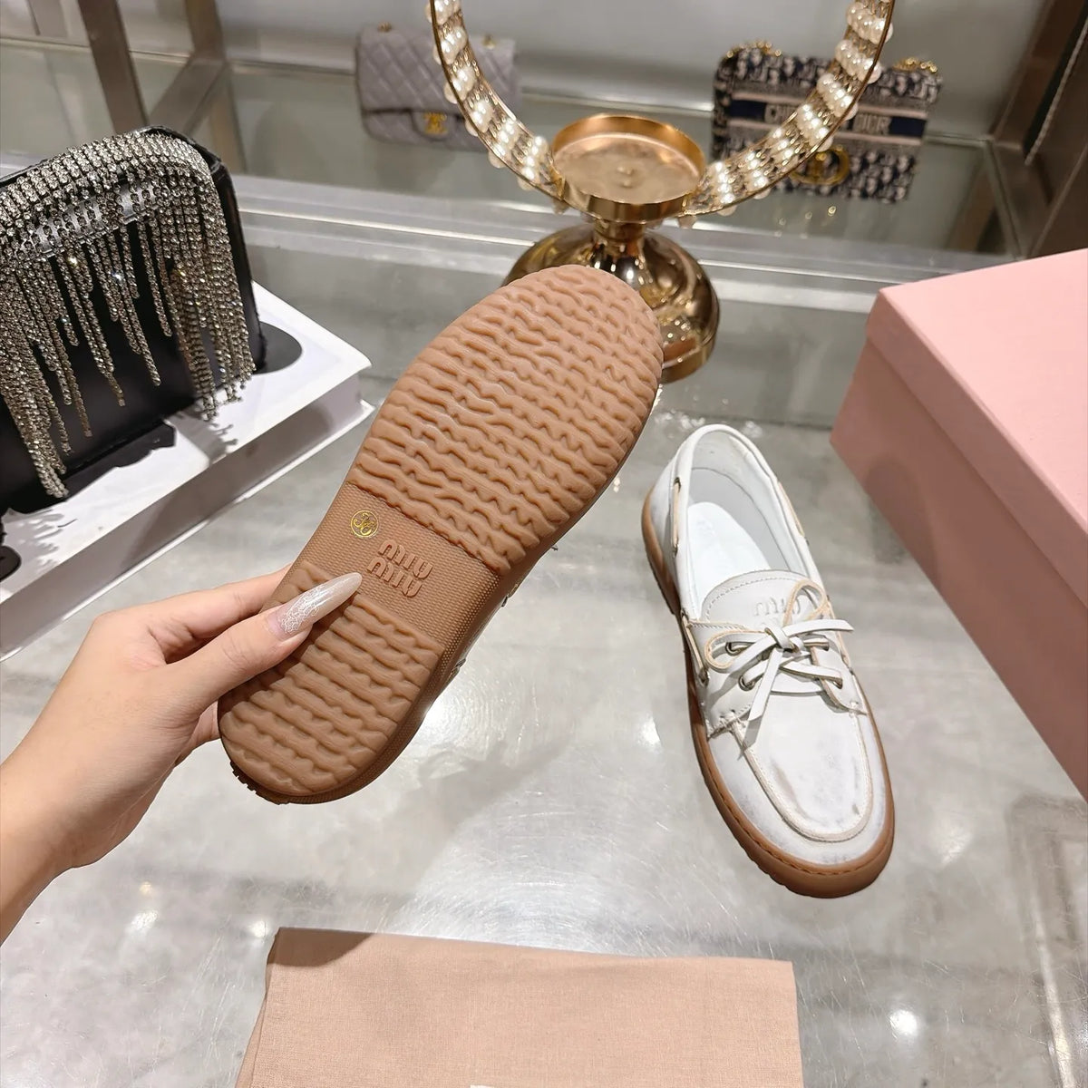 Miu Miu Women's Bow German Trainer Sneakers Calfskin Suede Sheepskin 2026