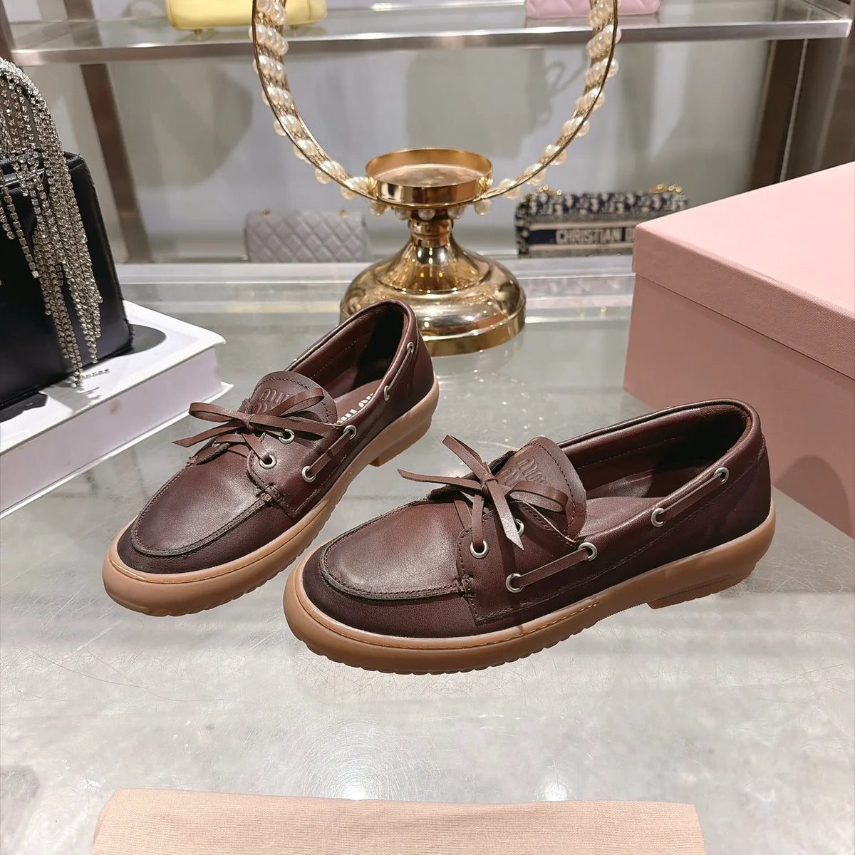 Miu Miu Women's Bow Logo German Army Sneakers Calfskin Suede 2026