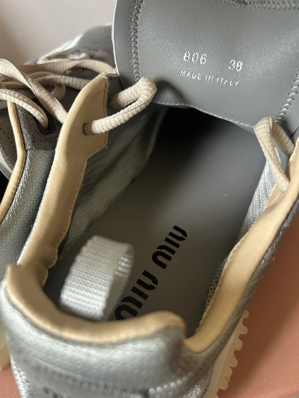 Miu Miu Women's Bubble Sneakers Metallic Nylon Suede 379803