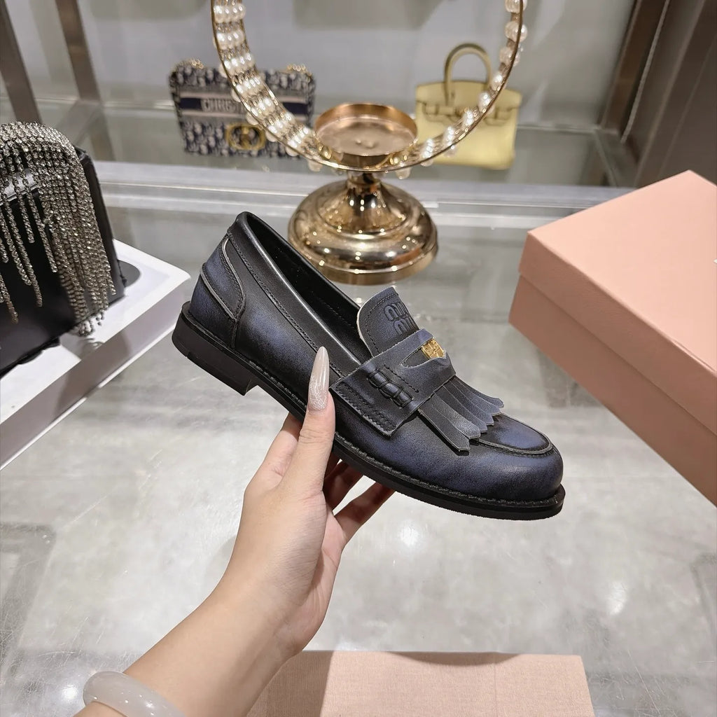 Miu Miu Women's Coin Tassel Loafers Polished Calfskin 2026