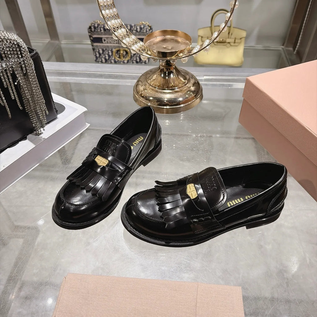 Miu Miu Women's Coin Tassel Loafers Polished Calfskin