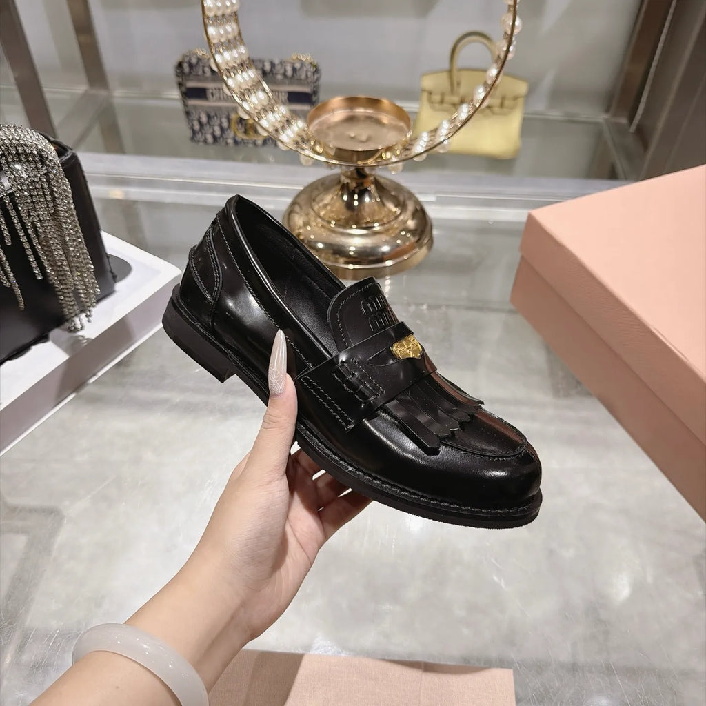 Miu Miu Women's Coin Tassel Loafers Polished Calfskin