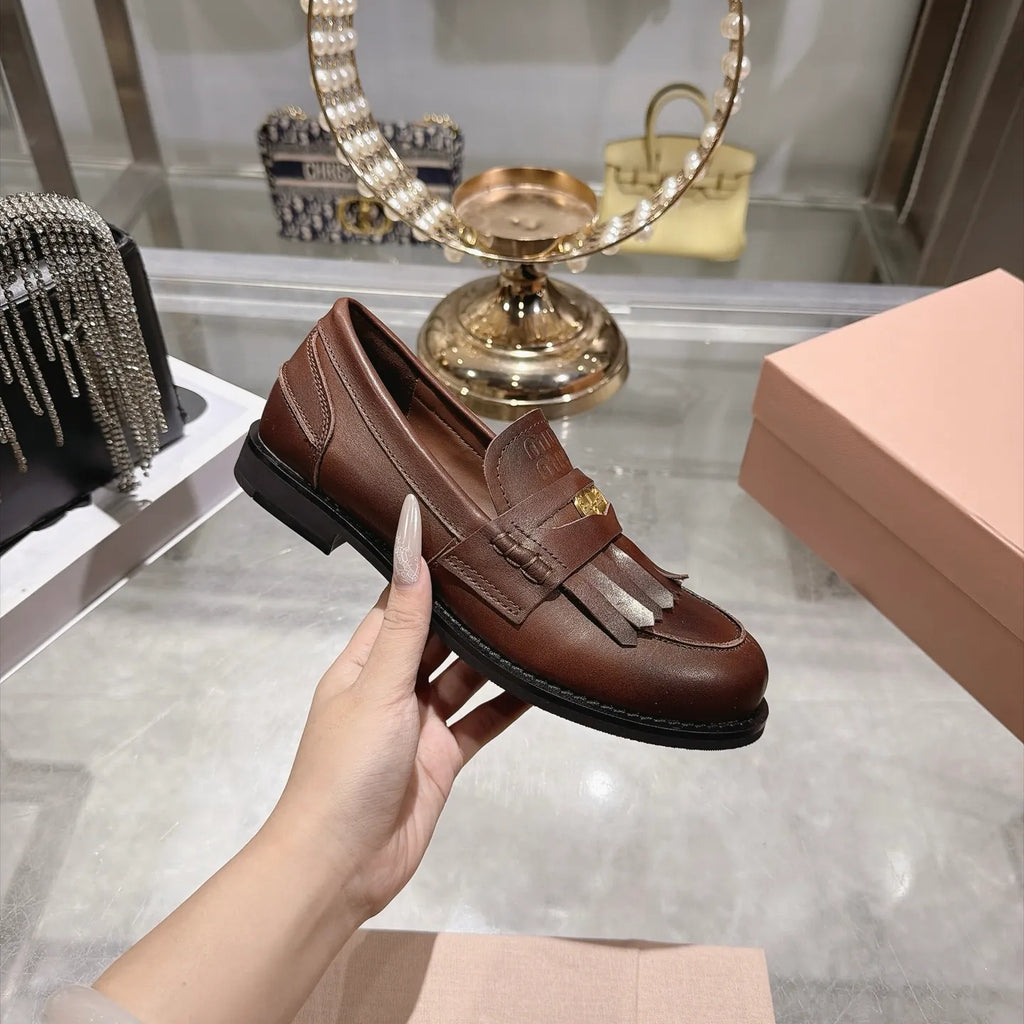 Miu Miu Women's Coin Tassel Loafers Polished Calfskin