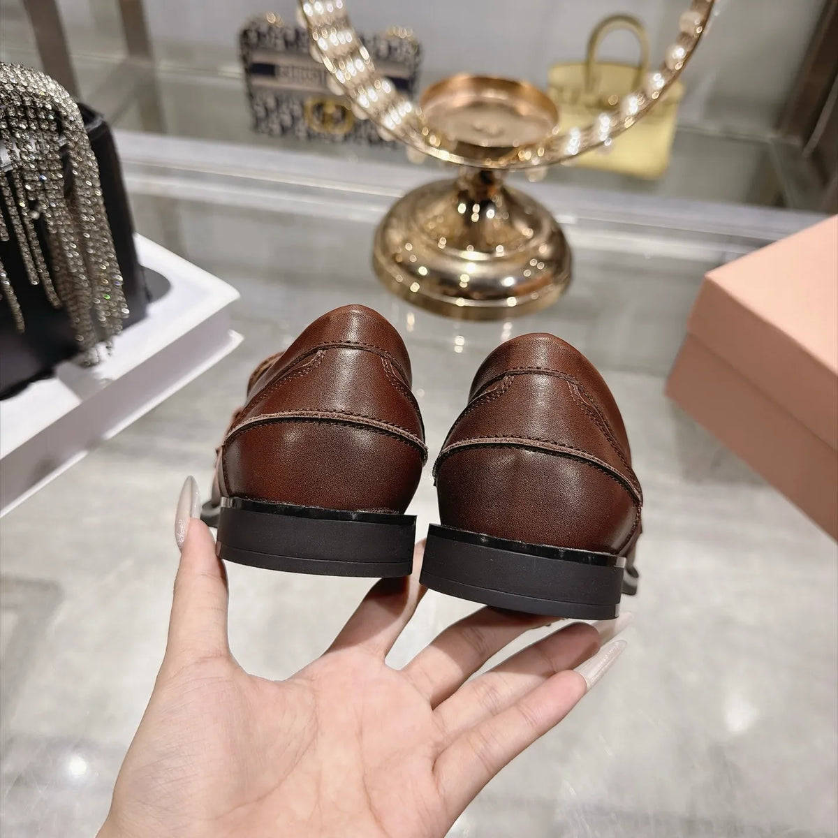 Miu Miu Women's Coin Tassel Loafers Polished Calfskin
