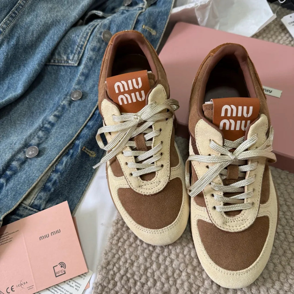 Miu Miu Women's Gymnasium Sneakers Cowhide Calfskin Suede 379804