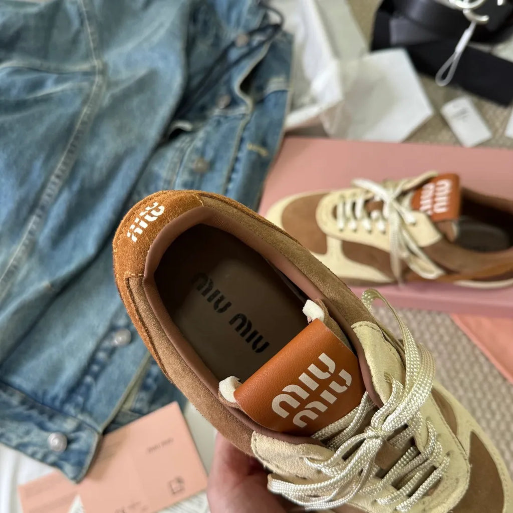 Miu Miu Women's Gymnasium Sneakers Cowhide Calfskin Suede 379804