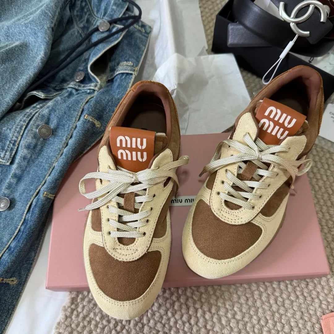 Miu Miu Women's Gymnasium Sneakers Cowhide Calfskin Suede 379804
