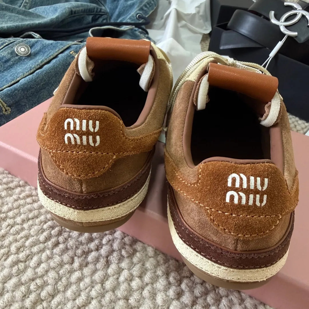 Miu Miu Women's Gymnasium Sneakers Cowhide Calfskin Suede 379804
