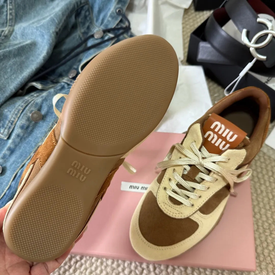 Miu Miu Women's Gymnasium Sneakers Cowhide Calfskin Suede 379804