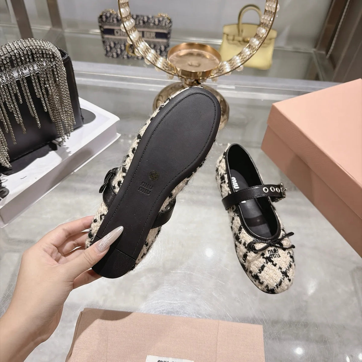 Miu Miu Women's Mary Jane Ballet Flats Rubber 2026